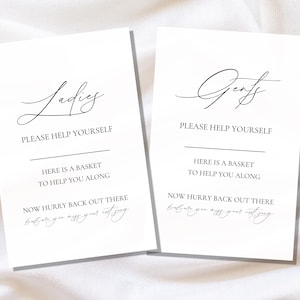 Wedding Bathroom Basket Sign Template, Minimalist Restroom Toiletries Sign Template, Bathroom Sign for Wedding, Editable Template, Simple
