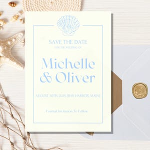 Coastal Save the Dates, Save the Date Template, Minimal Beach Save the Date, Destination Wedding Template, Simple Wedding Stationery