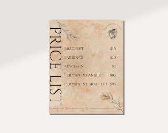 Minimalist Price List Template, Small Business Pricing (Canva Template)