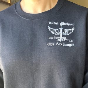 St. Michael the Archangel Embroidered Sweatshirt, Catholic Saint Sweatshirt, Catholic Gift for Men, Christian Faith Apparel, Confirmation