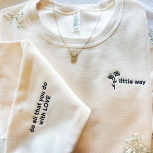 St. Therese of Lisieux Embroidered Sweatshirt, Catholic Saint Sweatshirt, Little Way, Catholic Gift, Faith Based Christian Apparel