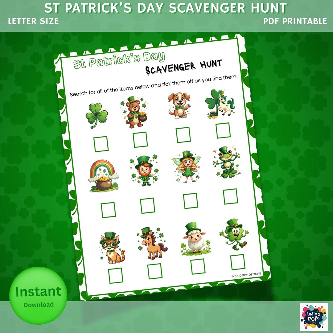 St Patricks Day Scavenger Hunt for Kids Treasure Hunt Games Kids Indoor ...
