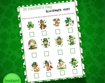 St. Patrick's Day Speurtocht voor kinderen Treasure Hunt Games Indoor Games voor St. Paddys Day Kabouter Speurtocht voor kinderen