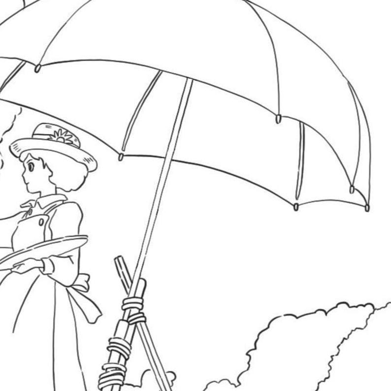 Studio Ghibli Coloring Sheets | Howl's Moving Castle, Kiki's Delivery Service, The Wind Rises image 8
