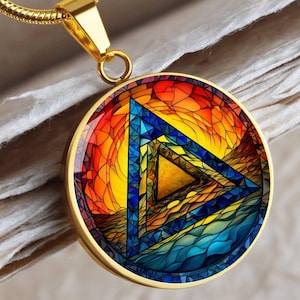 Stained Glass Alcoholics Anonymous Symbol Personalized Pendant Gift For Sobriety Gift For Recovery Gifts For AA Pendant Necklace For NA Gift