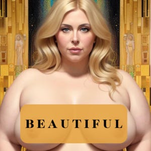 Body positive naked woman &quot;Gorgeous Curves&quot; | Klimtian style | Klimt-like | Inspired by Klimt | Digital art | Poster | 4in1 | Klimtian art
