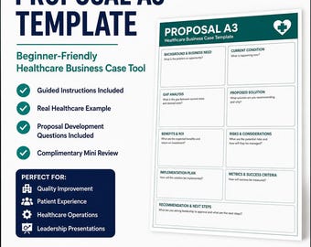 Voorstel A3-sjabloon | Lean Six Sigma | Verbetering van het zorgproces | Bewerkbare PowerPoint | Kwaliteitsverbetering | Leiderschap in de gezondheidszorg