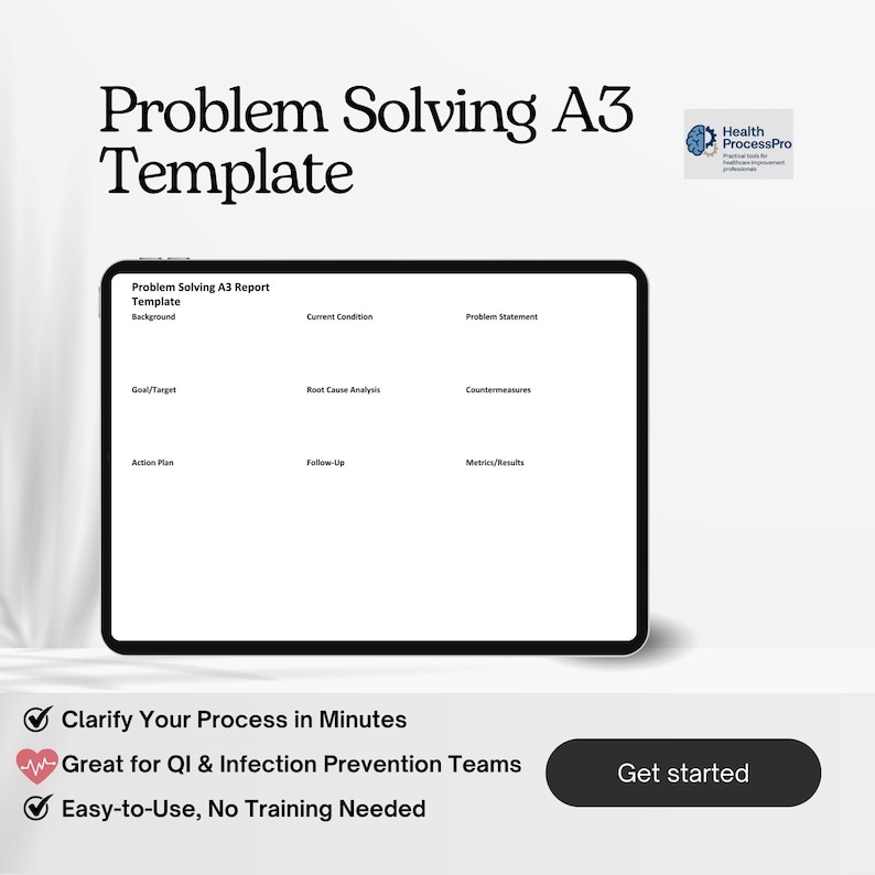 A3 Problem Solving Template for Lean Six Sigma | Editable Healthcare ...