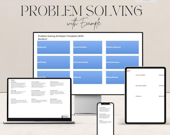 Plantilla A3 de resolución de problemas Lean Six Sigma / Mejora de procesos / Herramienta para la mejora de la calidad de la atención médica / Plantilla A3 editable