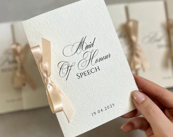 Handmade Wedding Speech Booklet, Ribbon Tie, A6 Blank Pages