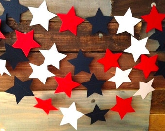 July 4th Party Decor Navy Red and White Stars Starfish Garland Summer BBQ Party Nautical Beach Wedding Birthday Baby Shower Nursery