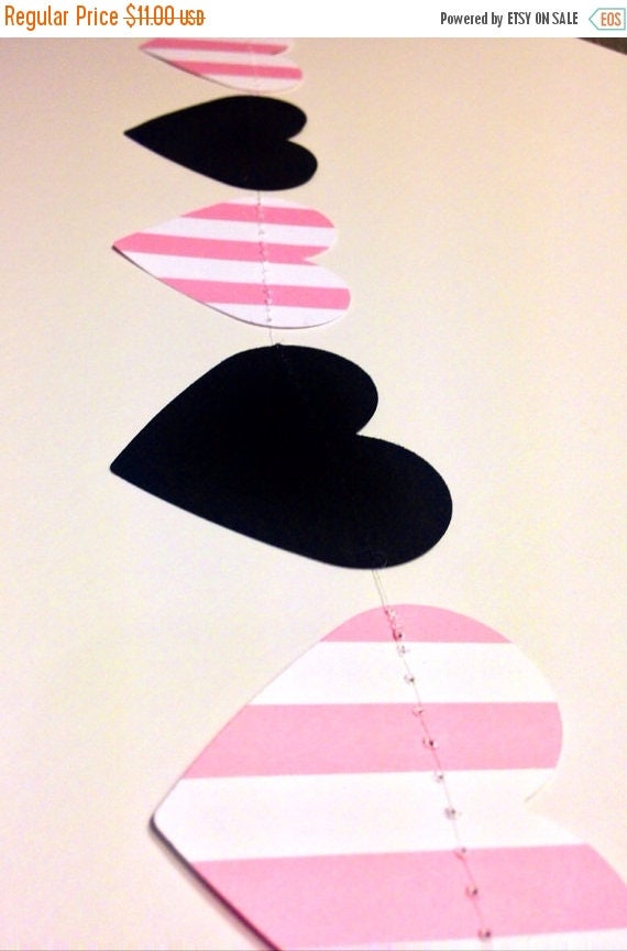 10 Feet Long Victoria S Secret Pink Black Inspired Heart Garland Birthday Party Decor Bachelorette Parties Baby Shower Decor Etc