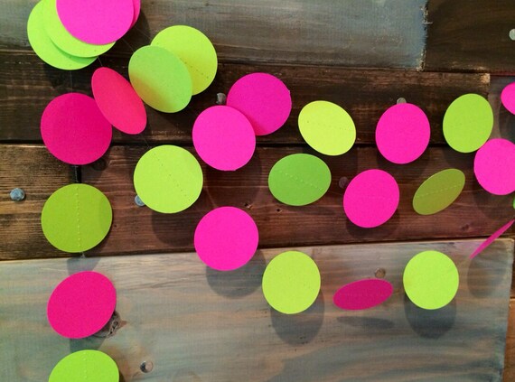 Hot Pink And Lime Green Paper Garland Birthday Party Decor Baby Shower Decor Dorm Room Decor Girls Birthday Decor Etc