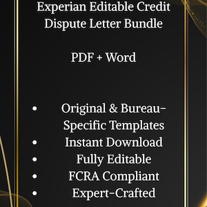 Paquete de cartas editables de disputa de crédito de Experian (PDF + Word)