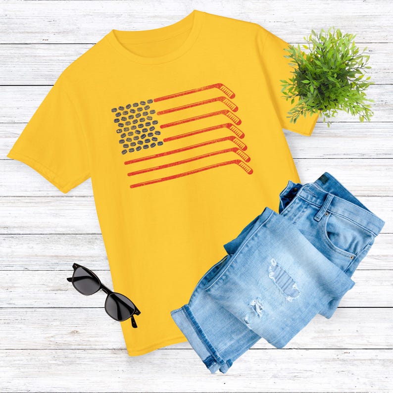 Youth Hockey American Flag T Shirt