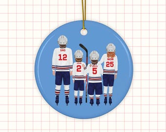 Personalized Hockey Family Ornament: Custom Christmas Tree Decoration