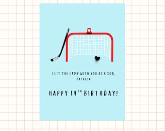 Editable Hockey Birthday Card - Personalized Canva Template - Custom Printable for Hockey Player or Fan - Instant Digital Download