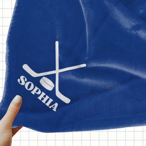 Manta de hockey personalizada: regalo con nombre personalizado para jugador de hockey, niña o niño. Regalo de equipo para niños, sobrinas, hijas o hijos.