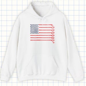 American Flag Hockey Hoodie For Men, Women, Teens in White