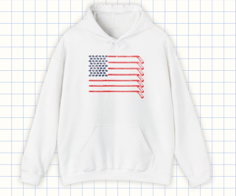 American Flag Hockey Hoodie For Men, Women, Teens in White