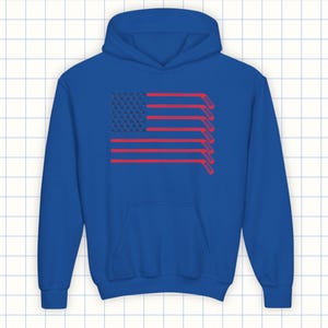Kids Hockey Flag Hoodie in Royal Blue