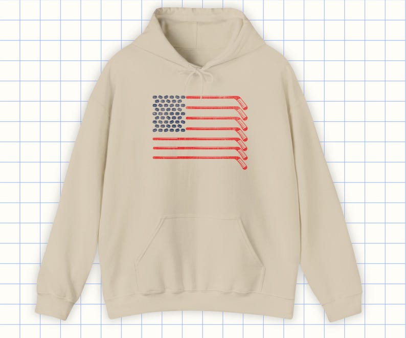 American Flag Hockey Hoodie For Men, Women, Teens in Sand