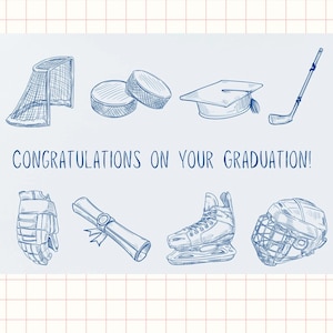 Hockey Graduation Card - Printable Instant Download Sports Card for 2026 Graduate - Hockey Player High School or College Graduation Card