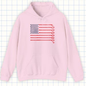 American Flag Hockey Hoodie For Men, Women, Teens in Pink