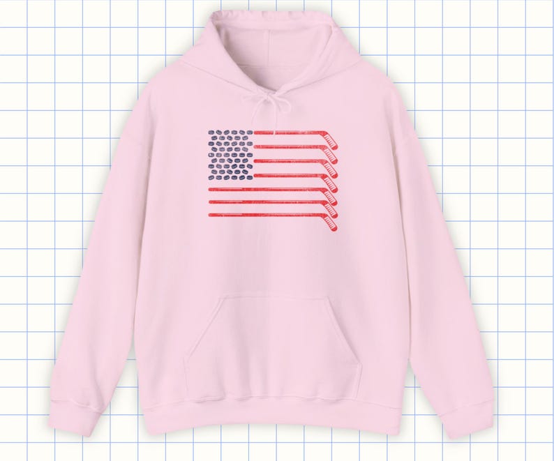 American Flag Hockey Hoodie For Men, Women, Teens in Pink