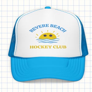Revere Beach Hockey Club Hat - Embroidered Foam Trucker Cap for Hockey Fans -Retro Sports Hat Gift - Funny Adjustable Snapback Boston Hat