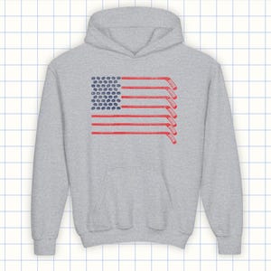 Kids Hockey Flag Hoodie in Grey