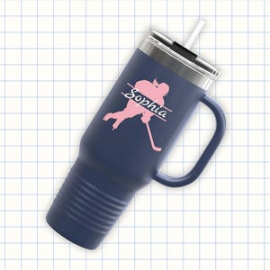 Personalized Hockey Tumbler - 40oz Insulated Travel Mug for Hockey Moms, Players, Coaches - Custom Sports Gift - Team Water Bottle