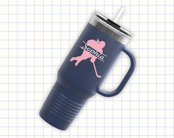 Personalized Hockey Tumbler - 40oz Insulated Travel Mug for Hockey Moms, Players, Coaches - Custom Sports Gift - Team Water Bottle