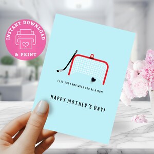 Mother's Day Card For Hockey Mom - Printable Cute Instant Download Cards For Sports Moms - 5x7 PDF & PNG File to Print at Home With Envelope