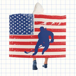 Tragbare Hockey Decke - Kapuzen Sherpa Fleece Geschenk für Hockey Fans oder Mütter - Übergroße Eisbahn Decke für Reisen oder Spieltage