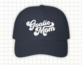 Hockey Goalie Mom Hat - Embroidered Cap for Goalie Moms - Adjustable Baseball Hat Gift - 9 Color Options - Hockey Rink Day Mom Accessory