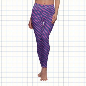 Hockey Mom Leggings – Women’s Yoga Pants with Puck Print – Gift for Hockey Moms or Fans
