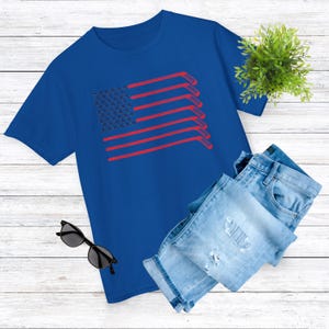 Royal Blue American Flag Hockey Tee Youth Size