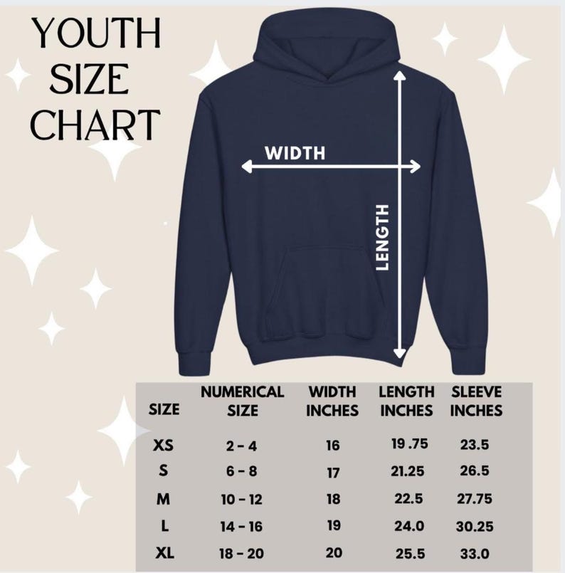 hoodie size chart for kids