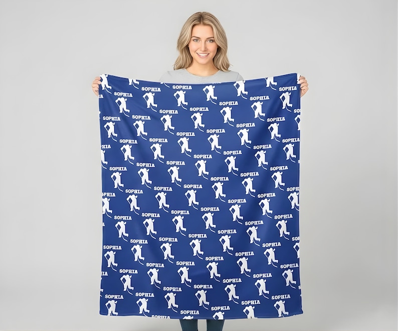 Custom Hockey Blanket with Name - hockey mom gift