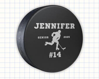 Custom Hockey Puck – Personalized Hockey Gift with Name, Number & Year – 2025 / 2026 Senior Night, Player Keepsake Award - Team Gift Idea