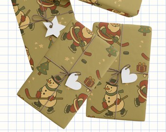Carta da regalo natalizia retrò da hockey - Carta da regalo vintage per le feste - Carta da regalo sportiva personalizzata per appassionati e allenatori di hockey