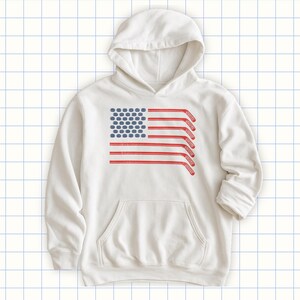 Kids Hockey Flag Hoodie in White