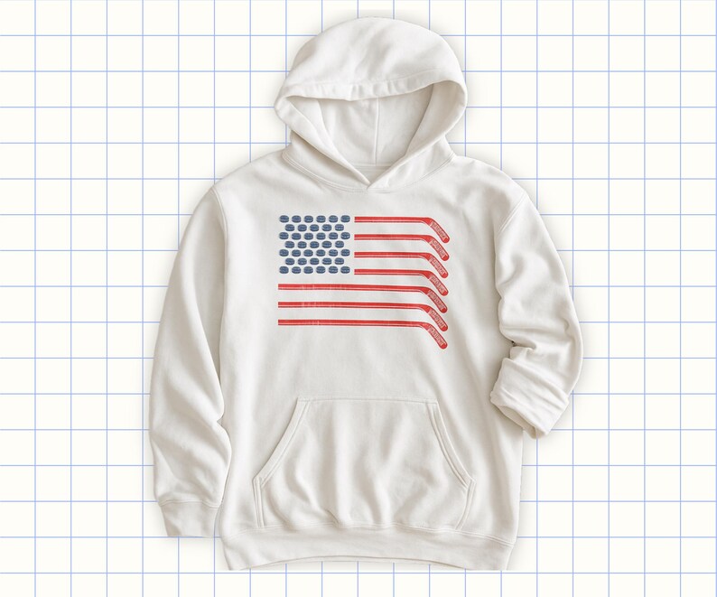 Kids Hockey Flag Hoodie in White