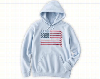 American Flag Hockey Hoodie – Patriotic Game Day Sweatshirt – USA Hockey Fan Crewneck Gift for Players