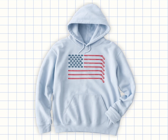 American Flag Hockey Hoodie – Patriotic Game Day Sweatshirt – USA Hockey Fan Crewneck Gift for Players