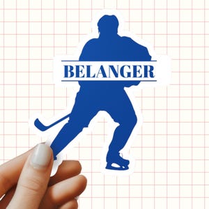 Boys Hockey Name Sticker – Personalized Player Decal for Water Bottles or Laptops – Custom Hockey Gift for Teams, Coaches or Men