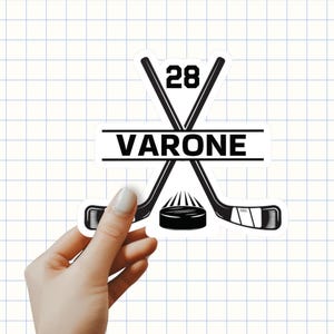 Hockey Sticker With Name & Number – Personalized Player Decal for Water Bottles, Laptops or Team Gifts, Custom Hockey Gift for Boys or Girls