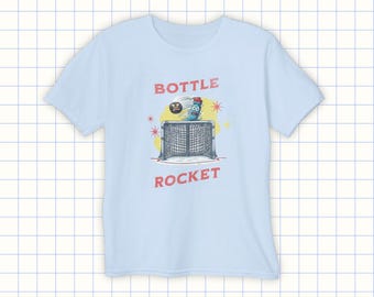 Kids Hockey Shirt – Youth “Bottle Rocket” Graphic Tee, Funny Gift for Young Hockey Players, Goalie, Boys or Girls Sports Fan T-Shirt