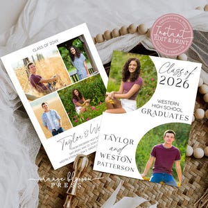 double sided grad cards Modern Photo Graduation Announcement Thank You Contact Cards Graduate   Boogie Bear Invitations